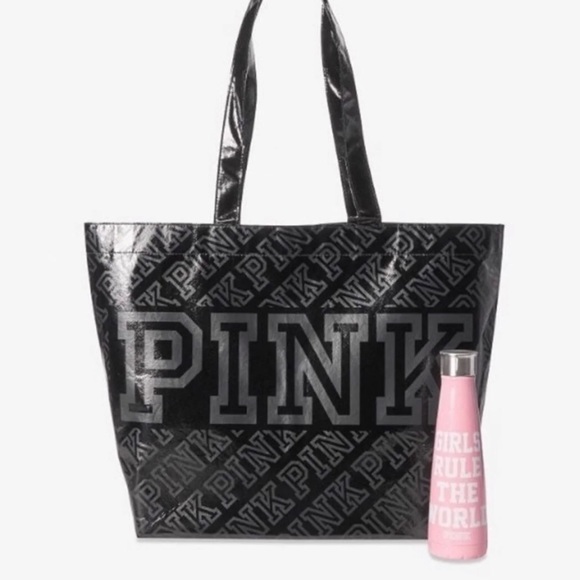 PINK Victoria's Secret Handbags - Victoria’s Secret PINK Black Tote & Swell Bottle